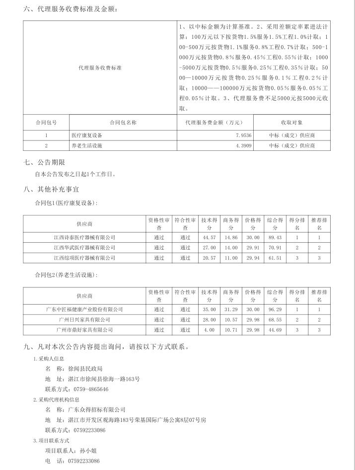 徐聞縣各鄉(xiāng)鎮(zhèn)（街道）（村）社區(qū)居家養(yǎng)老服務站設施建設項目【項目編號： ZDZJ22-Z21042】中標公告(圖2)