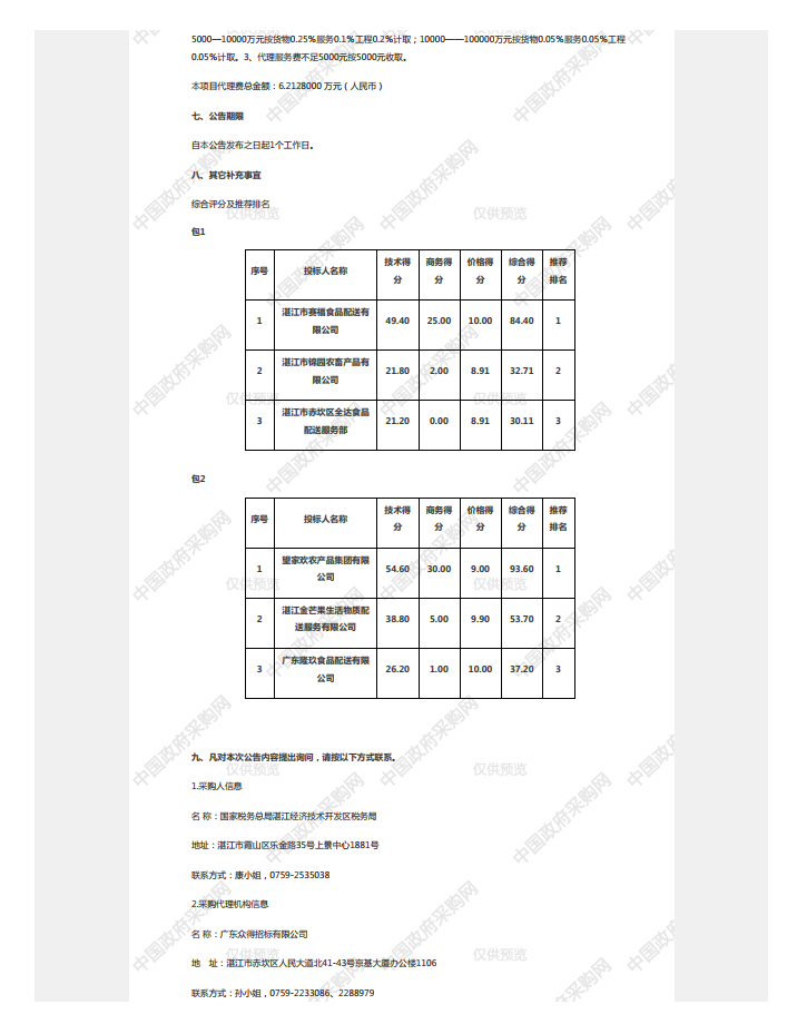 國家稅務總局湛江經(jīng)濟技術(shù)開發(fā)區(qū)稅務局機關(guān)食堂2023年-2025年度食材配送服務 采購項目【項目編號：ZDZJ23-Z21006】中標公告(圖2)